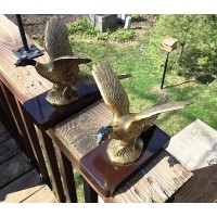 Vtg Metal In Flight Pheasant Bird Bookends Figurines 1950's Cabin Lodge Decor    273383110292